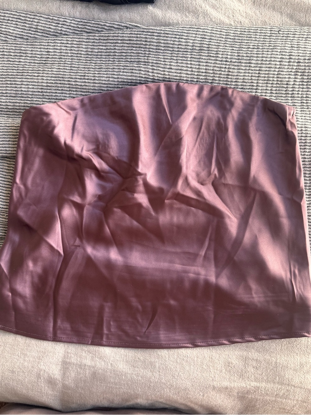 Satin Strapless Tube Top in Dusty Mauve